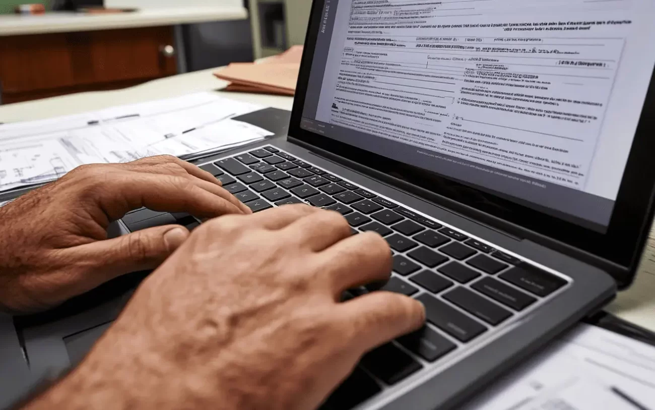 Persona completando el formulario DS160 en línea para la visa americana en México.